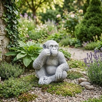 Chimpansee aap 36cm betonnen tuinbeeld