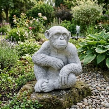 Chimpansee aap 50cm betonnen tuinbeeld
