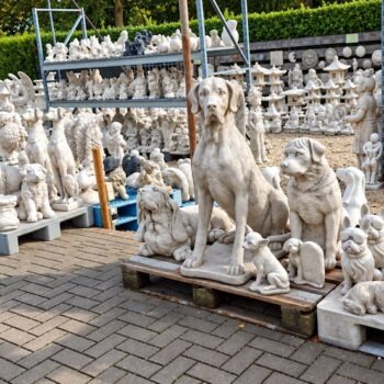 Hond beeld tuin verschillende modellen Betonnen dierenbeelden voor de tuin Hond