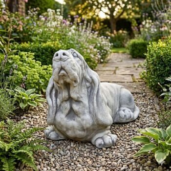 Basset hound betonnen tuinbeeld