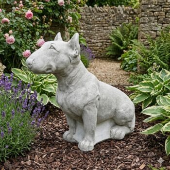 Bull Terriër 63cm betonnen tuinbeeld