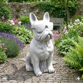 Hond met Bril (Franse Bulldog) tuinbeeld hond