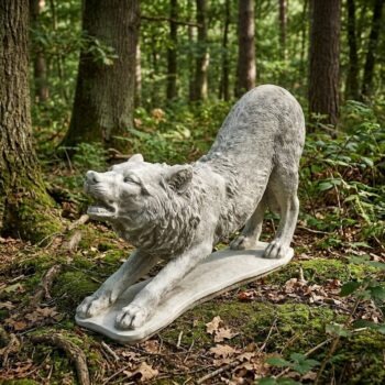Wolf sluipend betonnen tuinbeeld