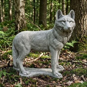 Wolf staand betonnen tuinbeeld