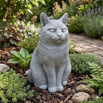Kat zittend 29cm betonnen tuinbeeld