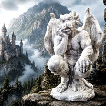 Gargoyle zittend groot tuinbeeld