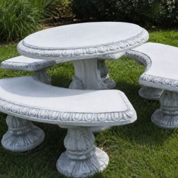 Betonnen tuinset banken en tafel