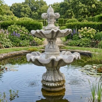2 Schalen fontein met waterlelie