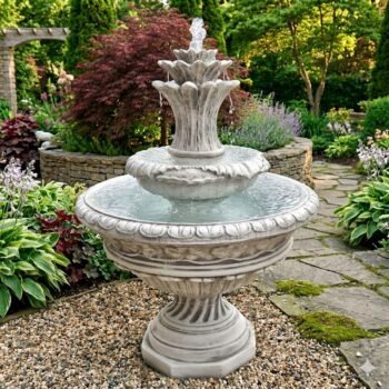 2 Schalen fontein ananas 130cm Betonnen Fontein Tuin